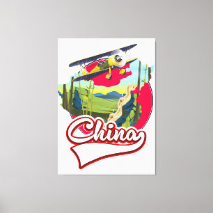 Impressão Em Tela logotipo do mapa de viagem da China