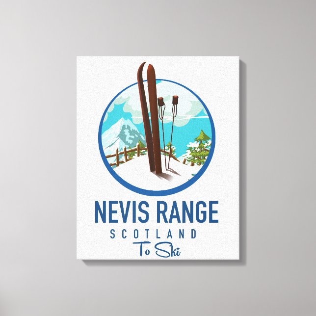 Impressão Em Tela logotipo do Nevis Range escócia Esqui (Frente)