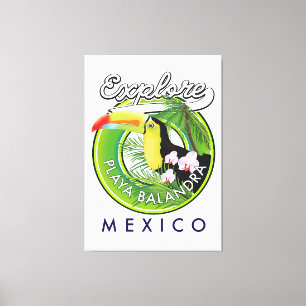 Impressão Em Tela logotipo retrô da Praia Balandra México