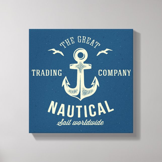 Impressão Em Tela Logotipo Retro Náutico (Frente)
