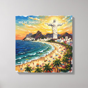 Impressão Em Tela Lona Colorida da Orla da Praia do Rio de Janeiro