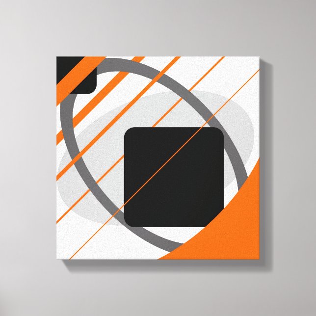 Impressão Em Tela Lona Enrolada Moderno Laranja Cinza Preto Branco E (Frente)