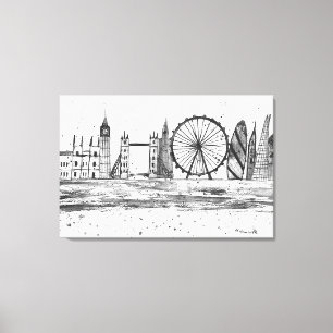 Impressão Em Tela London England Art Bridge Skyline Vintage