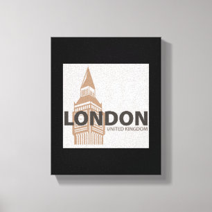 Impressão Em Tela Londres Reino Unido Big Ben Tipografia Minimalista