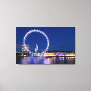 Impressão Em Tela Londres Roda Ocular À Noite Com Luzes De Arte Canv