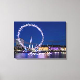 Impressão Em Tela Londres Roda Ocular À Noite Com Luzes De Arte Canv
