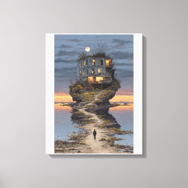 Impressão Em Tela Lone Walker Surreal Floating Ruin Moon não pode se (Frente)