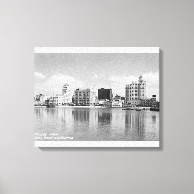 Impressão Em Tela Long Beach, California City Skyline View (Frente)