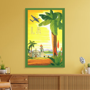 Impressão Em Tela Los Angeles Antigo, Missão da Califórnia com Palme