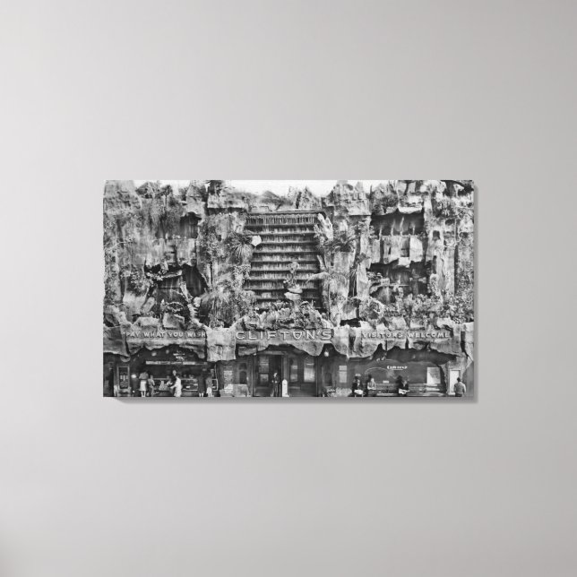 Impressão Em Tela Los Angeles, CA View of Clifton's Pacific Sea (Frente)