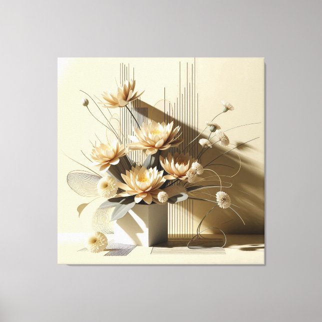 Impressão Em Tela Lotus Structure in Beige (Frente)