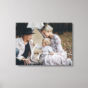 Impressão Em Tela 'Love' Foto personalizada da família com nome per
