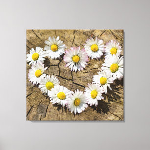 Impressão Em Tela Love Heart Daisies