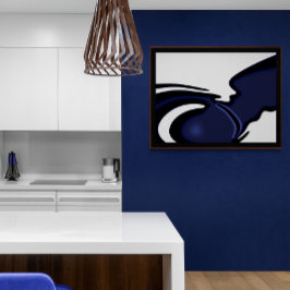 Impressão Em Tela Lua azul: Abstrato azul e branco