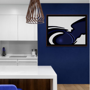 Impressão Em Tela Lua azul: Abstrato azul e branco