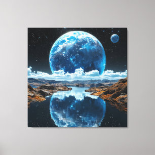 Impressão Em Tela Lua azul vibrante