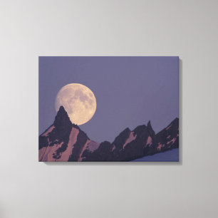 Impressão Em Tela Lua Cheia Surge Montanhas Chugach Alasca