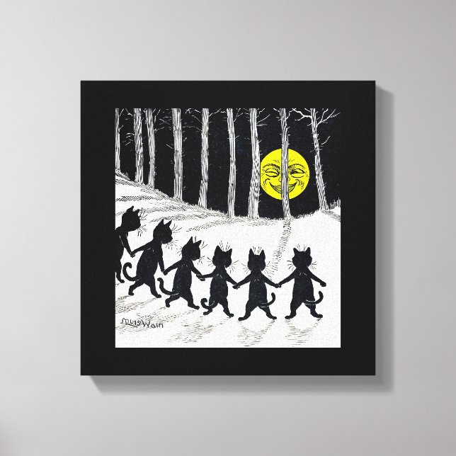 Impressão Em Tela Lua de cheio e Gatos, Louis Wain (Frente)