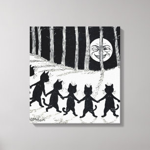 Impressão Em Tela Lua de cheio e Gatos, Louis Wain