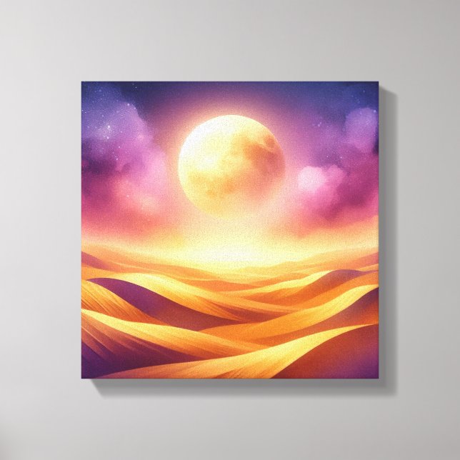 Impressão Em Tela Lua Dourada no Deserto – Arte de Volta às Aulas (Frente)