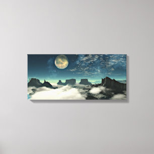 Impressão Em Tela Lua e paisagem