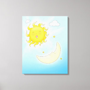 Impressão Em Tela Lua e Sol