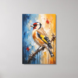 Impressão Em Tela Lugubre Pintura Em Impasto Do Tentilhão Dourado Em