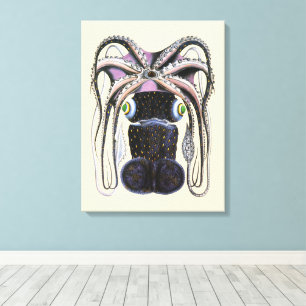 Impressão Em Tela Lula ou polvo gigante da Vintage, animal da marinh