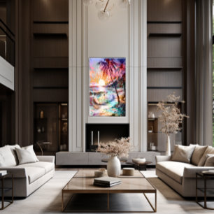 Impressão Em Tela 🎨 Luminescente - Parede Sunset 🌅