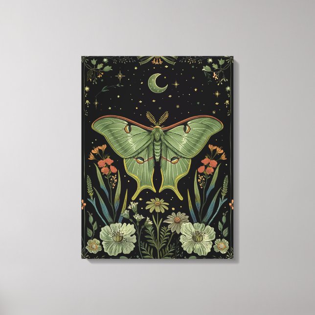 Impressão Em Tela Luna Moth Gothic Watercolor Art (Frente)