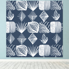 Impressão Em Tela Lúpulo Tribal de Caribe Negrito: Azul e Branco Mar