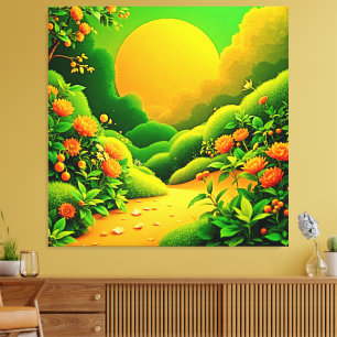 Impressão Em Tela Lush Orange Garden Art