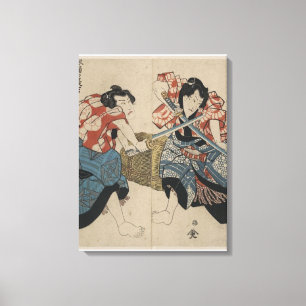 Impressão Em Tela Luta da espada do samurai cerca de 1825