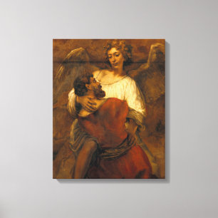 Impressão Em Tela Luta Jacob com o Angel - Rembrandt - c1659