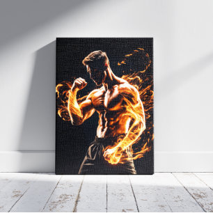 Impressão Em Tela Lutador de Artes Marciais Mistas