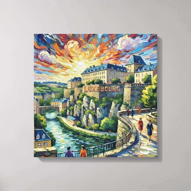 Impressão Em Tela Luxembourg City Fortress Panoramic Stretched Canva (Frente)