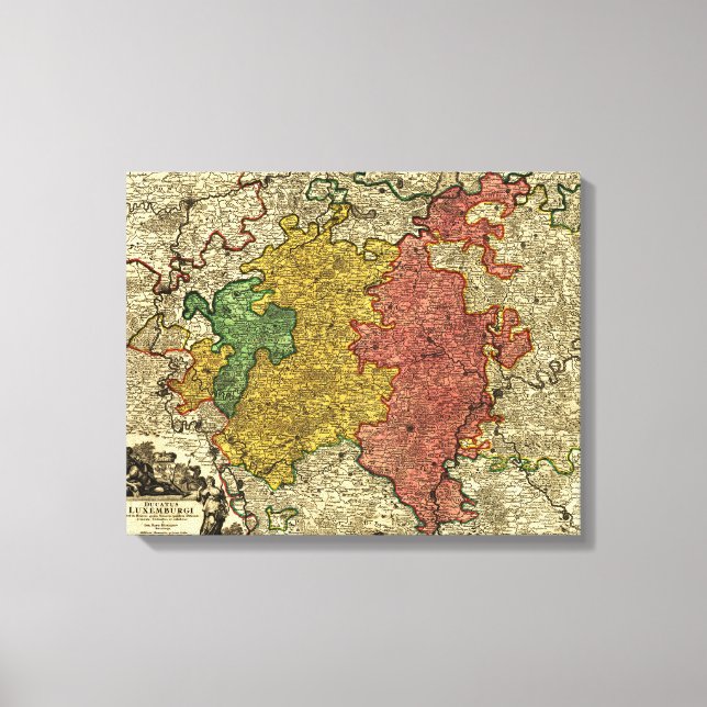 Impressão Em Tela Luxemburgo- Mapa PanorâmicoLuxemburgo (Frente)