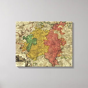 Impressão Em Tela Luxemburgo- Mapa PanorâmicoLuxemburgo