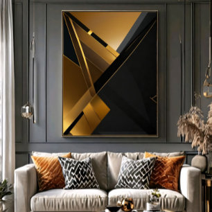 Impressão Em Tela Luxuoso Gráfico Preto Dourado