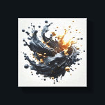 Impressão Em Tela Luxury 3D Fluid Splash Art - Dynamic Gold and Matt<br><div class="desc">A high-energy abstract composition featuring a stunning 3D splash of liquid gold intertwined with matte slate blue waves. Tiny golden spheres and droplets burst forth, creating a sense of dynamic movement and modern elegance against a clean white background. This sophisticated piece is a perfect focal point for a contemporary living...</div>