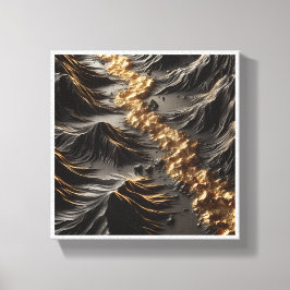 Impressão Em Tela Luxury 3D Topography Abstract - Golden Gold River 