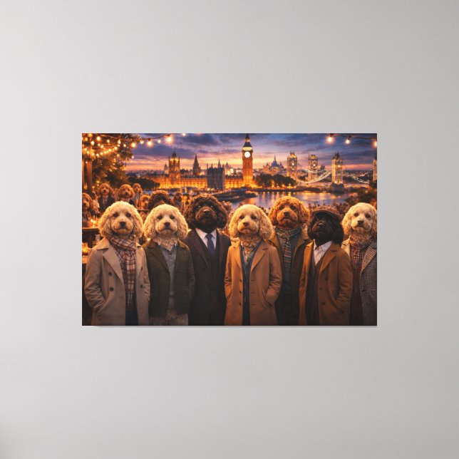 Impressão Em Tela Luxury Cockapoo Wall Art – London Evening Art (Frente)
