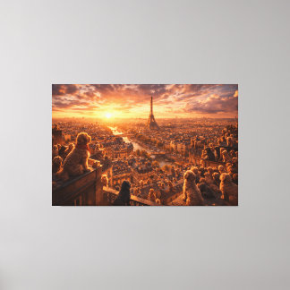 Impressão Em Tela Luxury Cockapoo Wall Art – Paris Sunset Travel Dog