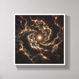 Impressão Em Tela Luxury Golden Cosmic Vortex - Abstract Deep Space 
