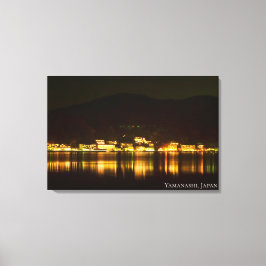 Impressão Em Tela Luz da Cidade à Beira do Lago Céu Noturno Montanha