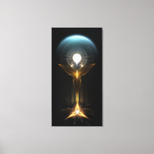 Impressão Em Tela Luz Da Esperança Nas Asas Ouros Da Arte Fractal