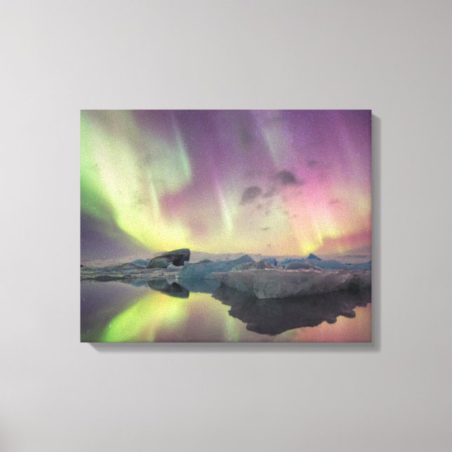 Impressão Em Tela Luzes da Aurora refletem na lagoa (Frente)