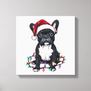 Impressão Em Tela Luzes de Natal do Bulldog Francês Presentes de Cac