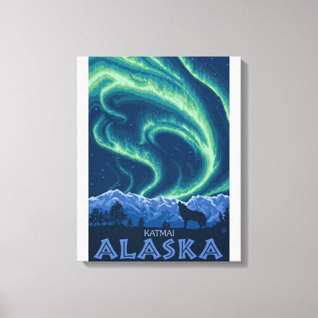 Impressão Em Tela Luzes nortes - Katmai, Alaska (Frente)