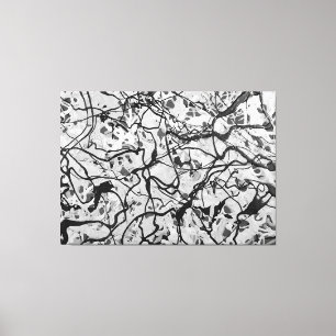 Impressão Em Tela LVI PRETO E BRANCO - Pintura de ação - Abstrato-